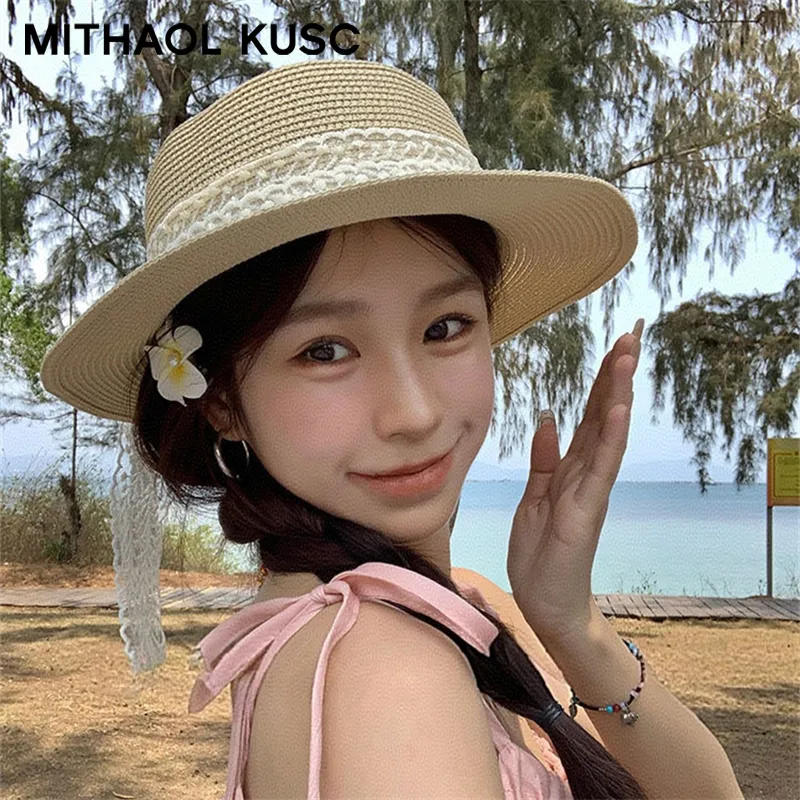 MITHAOL KUSC Straw Woven Sun Protection Hats Women's-5