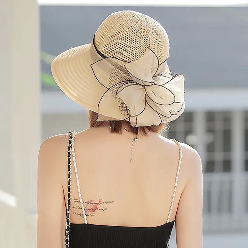MITHAOL KUSC Knitted Organza Sun Protection Hats Women's-1