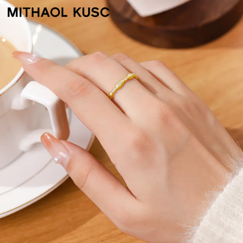 MITHAOL KUSC S925 Silver Plated With 18K Gold Rings Women's-8