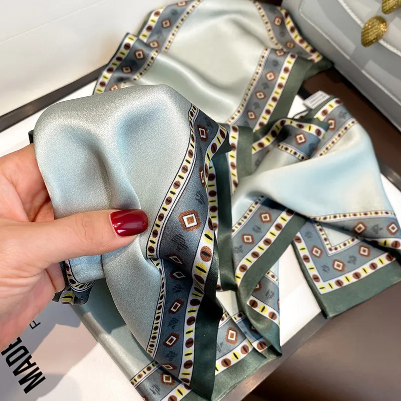 MITHAOL KUSC 100% Mulberry Silk Silk Scarves Women's Turquoise-4