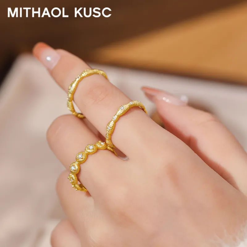 MITHAOL KUSC S925 Silver Plated With 18K Gold Rings Women's-2