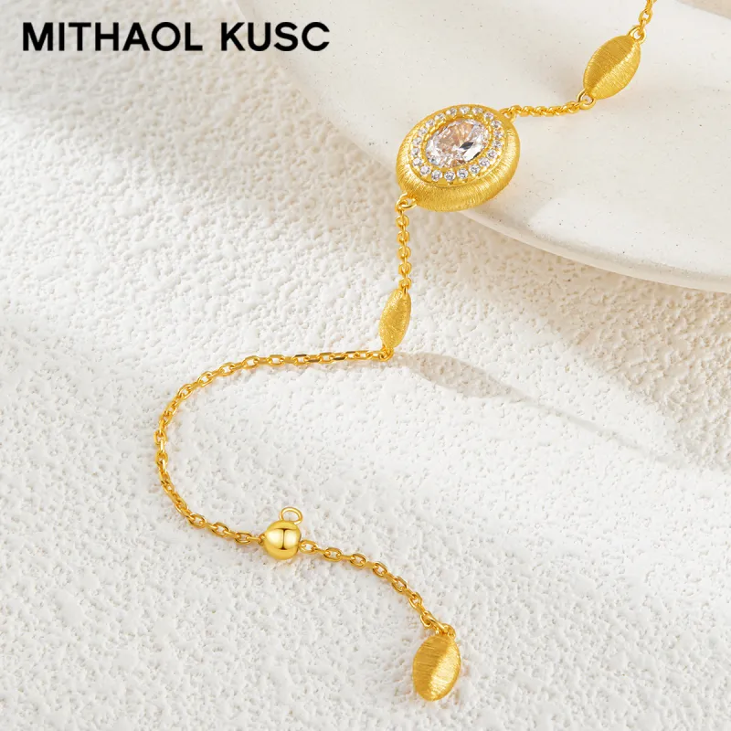 MITHAOL KUSC S925 Silver Plated With 18k Gold Bracelets Women's-3