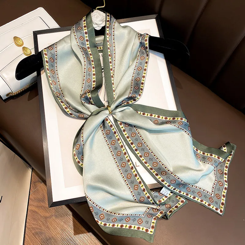 MITHAOL KUSC 100% Mulberry Silk Silk Scarves Women's Turquoise-2