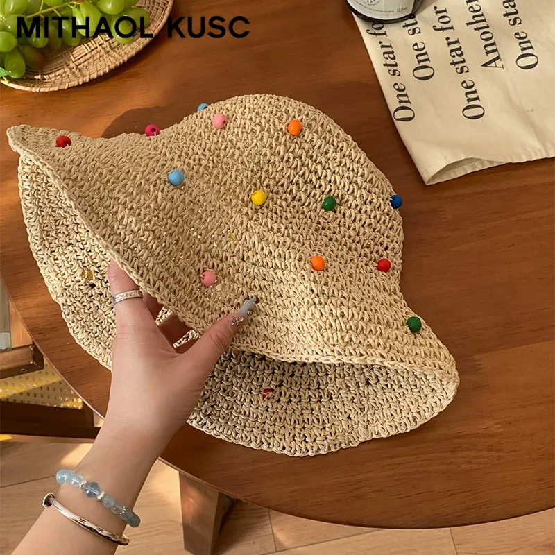 MITHAOL KUSC Straw Woven Sun Protection Hats Women's-6