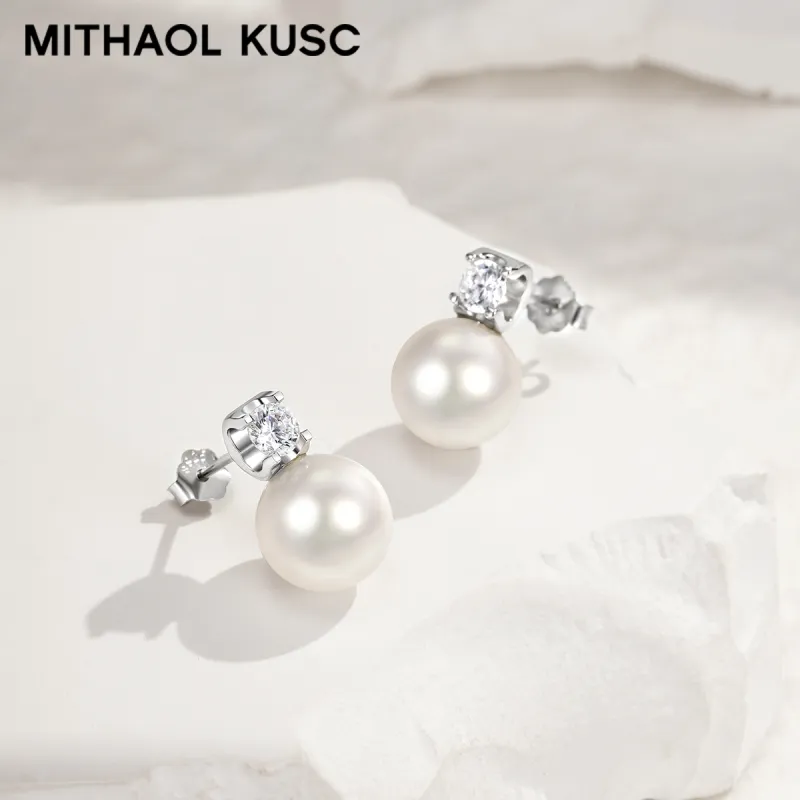 MITHAOL KUSC Zircon Shell Beads Stud Earrings Women's-4