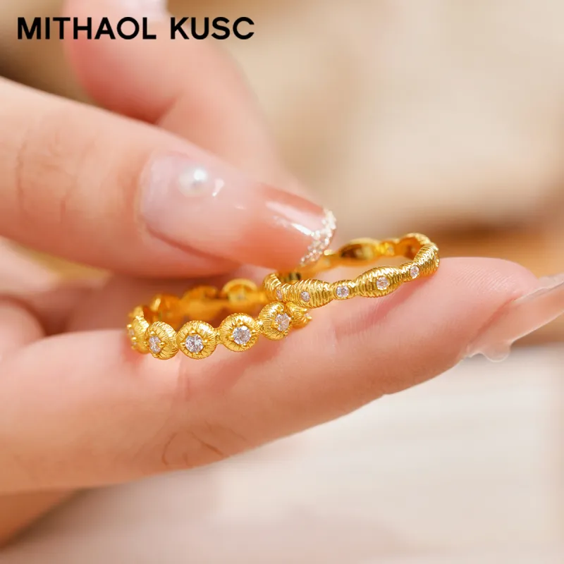 MITHAOL KUSC S925 Silver Plated With 18K Gold Rings Women's-7