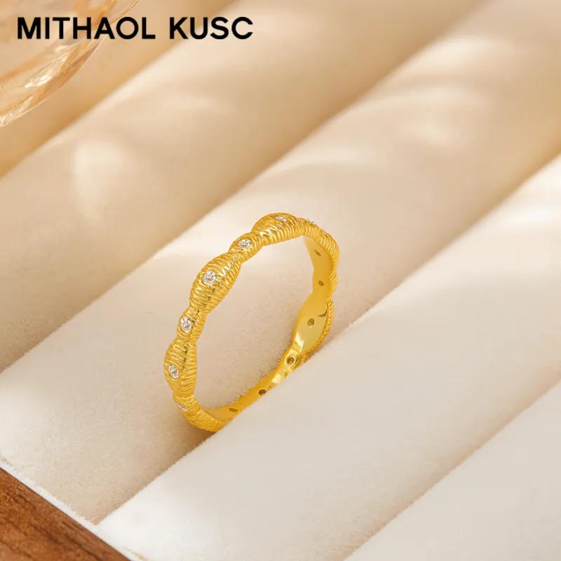 MITHAOL KUSC S925 Silver Plated With 18K Gold Rings Women's-9
