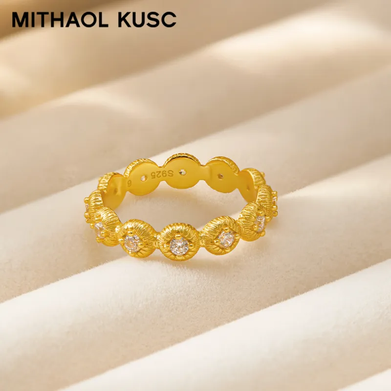 MITHAOL KUSC S925 Silver Plated With 18K Gold Rings Women's-4