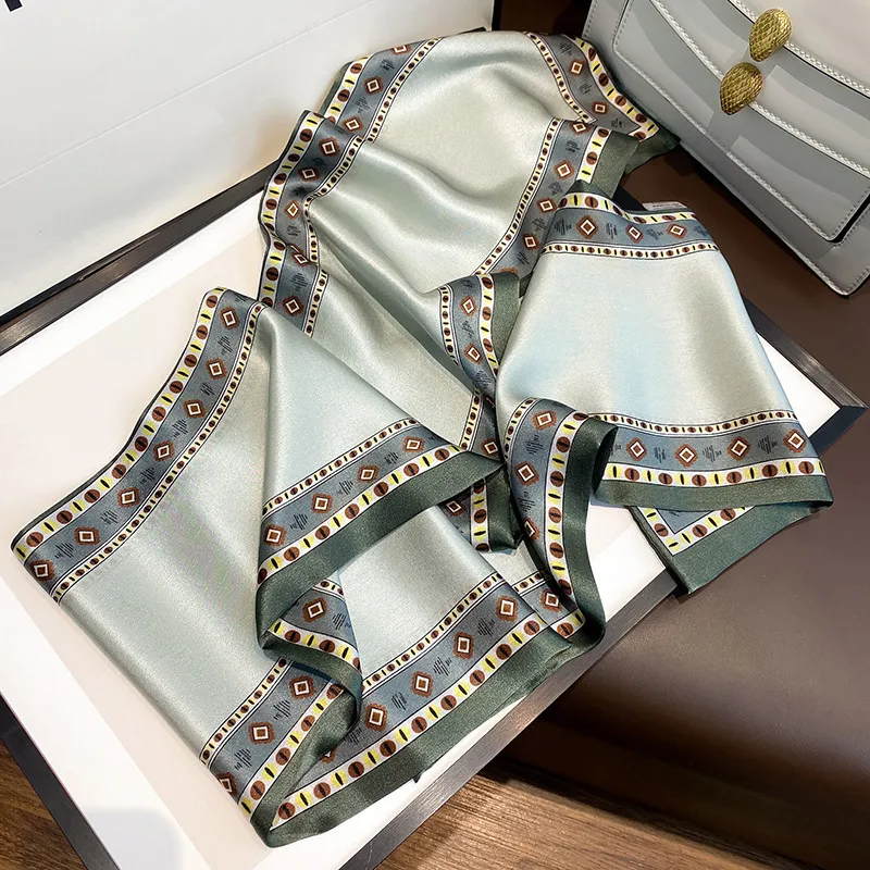MITHAOL KUSC 100% Mulberry Silk Silk Scarves Women's Turquoise-5