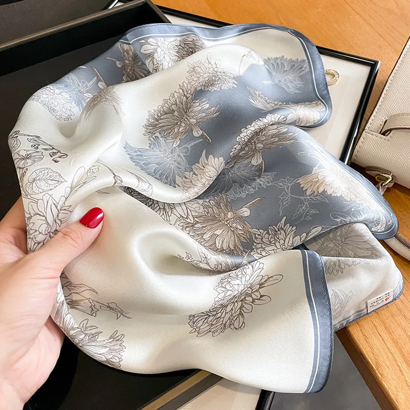 MITHAOL KUSC Silk Scarves Women's Elegant Blue-4