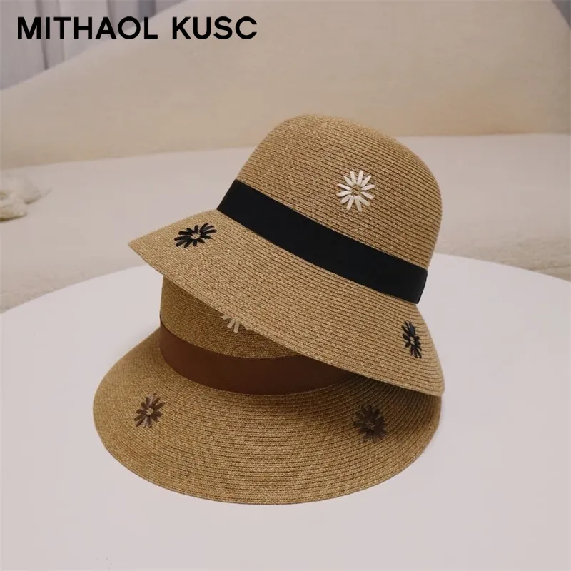 MITHAOL KUSC Straw Woven Bucket Hats Women's-7