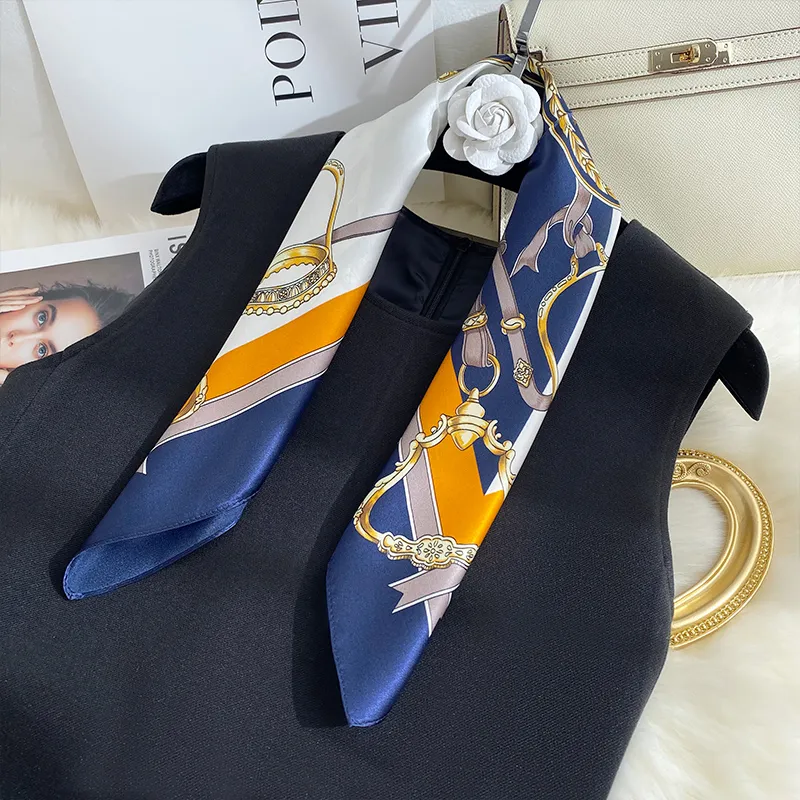 MITHAOL KUSC 100% Mulberry Silk Silk Scarves Women's Elegance Blue-4