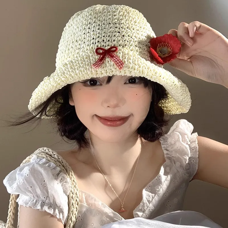 MITHAOL KUSC Straw Woven Bucket Hats Women's-5