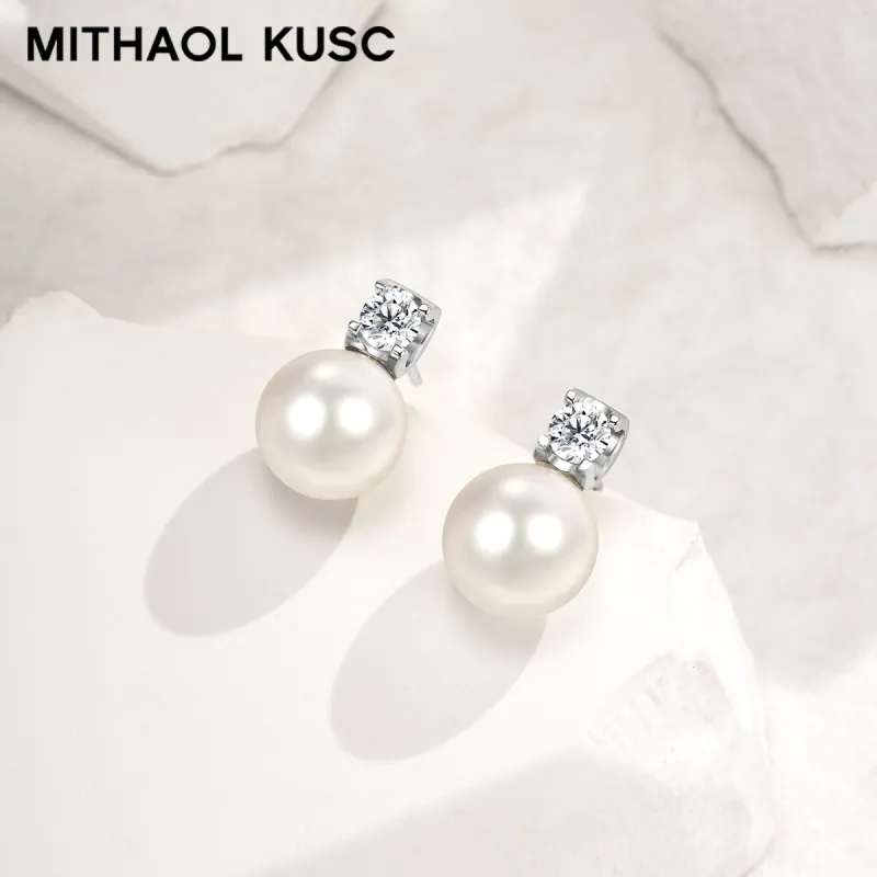MITHAOL KUSC Zircon Shell Beads Stud Earrings Women's-5