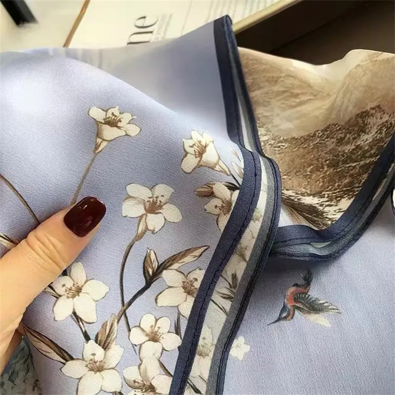 MITHAOL KUSC 100% Mulberry Silk Silk Scarves Women's Elegant Light Purple-6