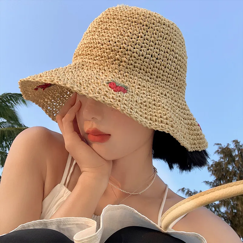 MITHAOL KUSC Straw Woven Bucket Hats Women's-15