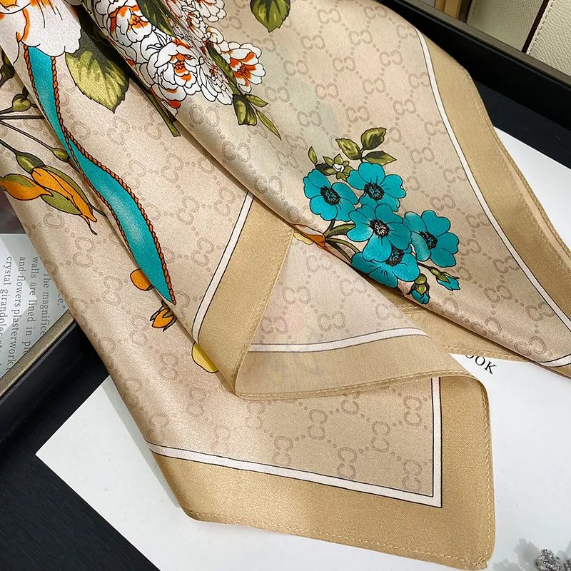 MITHAOL KUSC 100% Mulberry Silk Silk Scarves Women's Luxury Gold-8