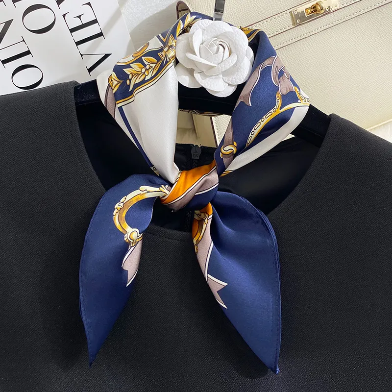 MITHAOL KUSC 100% Mulberry Silk Silk Scarves Women's Elegance Blue-3