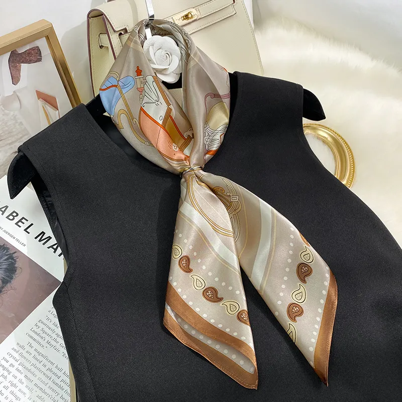MITHAOL KUSC Silk Scarves Women's Champagne Carriage-2