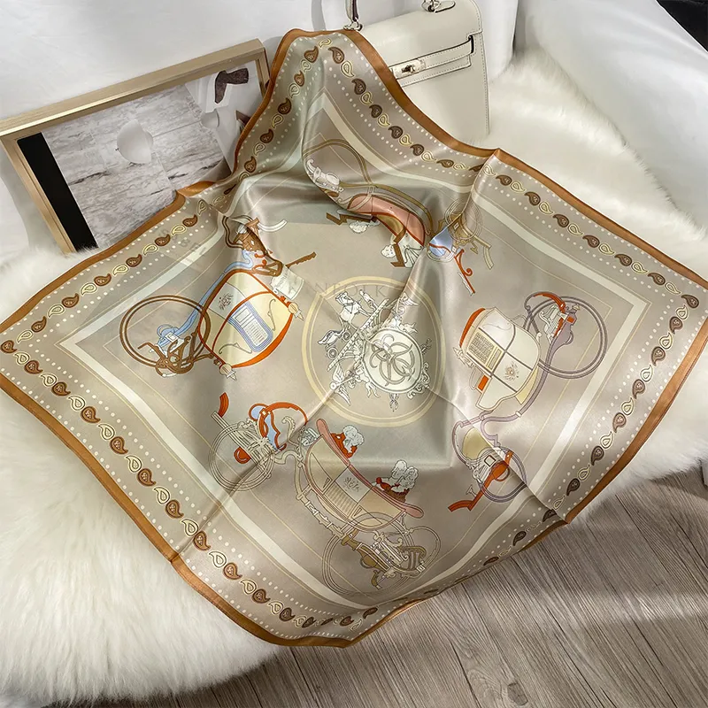 MITHAOL KUSC Silk Scarves Women's Champagne Carriage-7