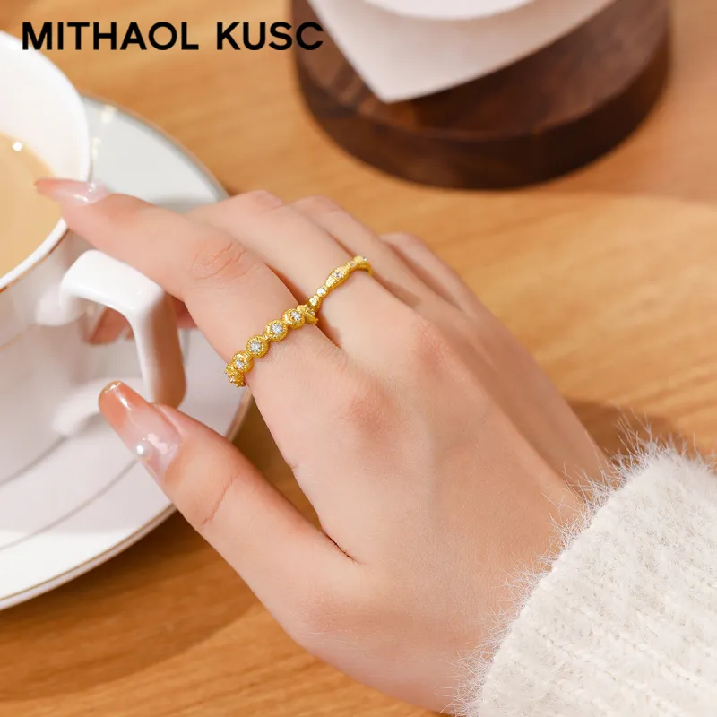 MITHAOL KUSC S925 Silver Plated With 18K Gold Rings Women's-1