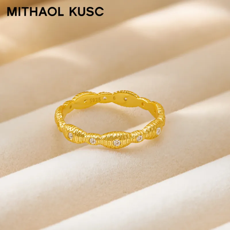 MITHAOL KUSC S925 Silver Plated With 18K Gold Rings Women's-10