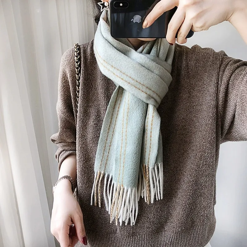 MITHAOL KUSC 100% Wool Knit Scarves Women's-5