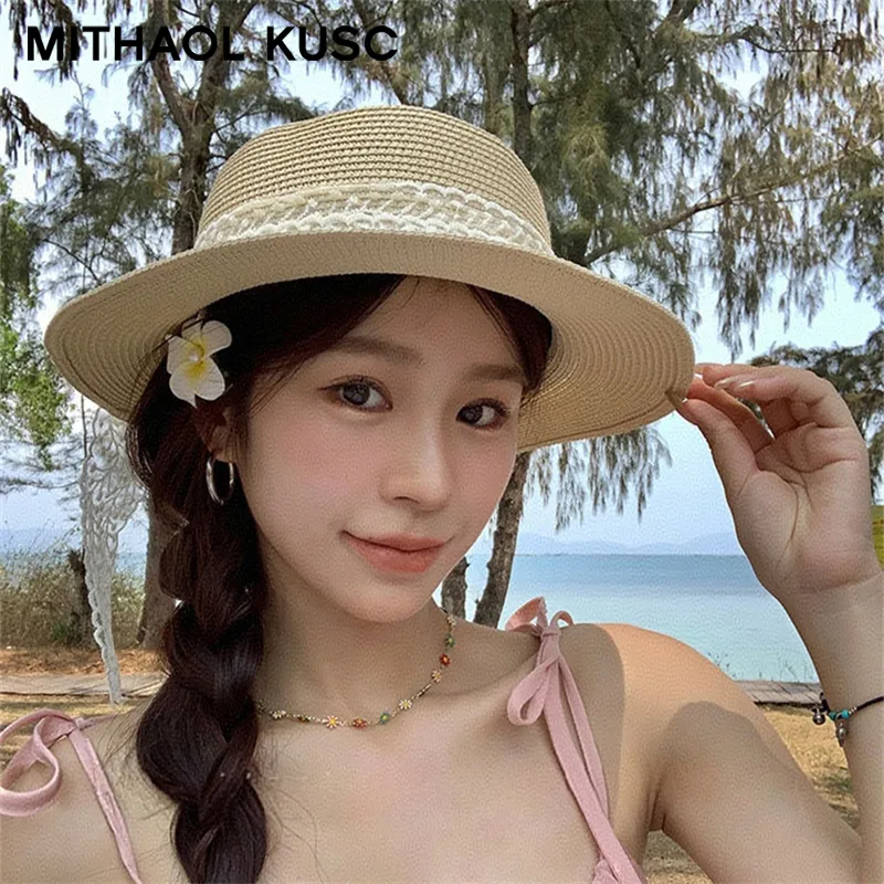MITHAOL KUSC Straw Woven Sun Protection Hats Women's-4