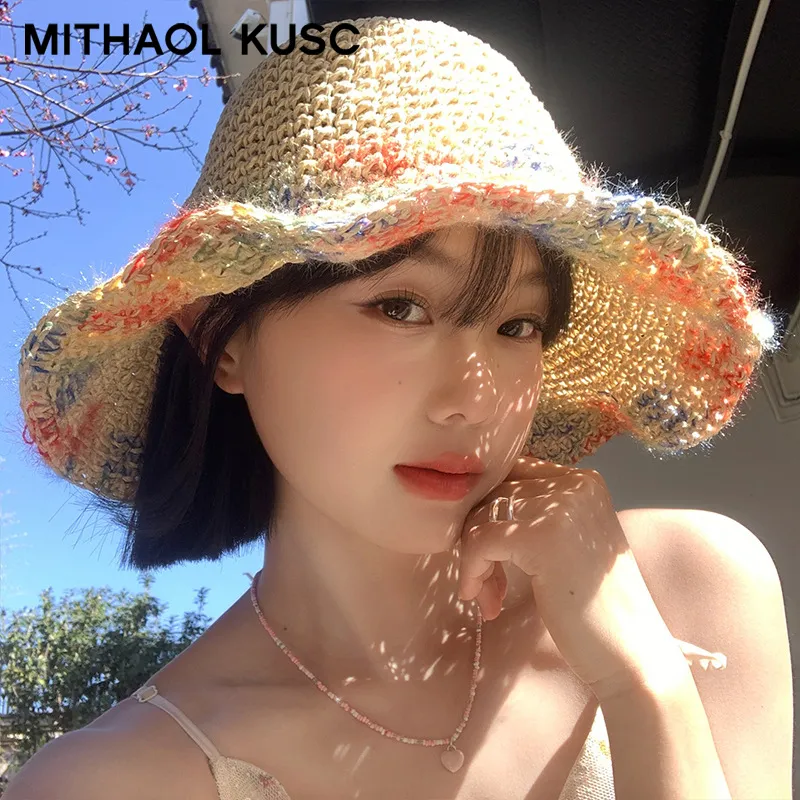 MITHAOL KUSC Straw Woven Bucket Hats Women's-2