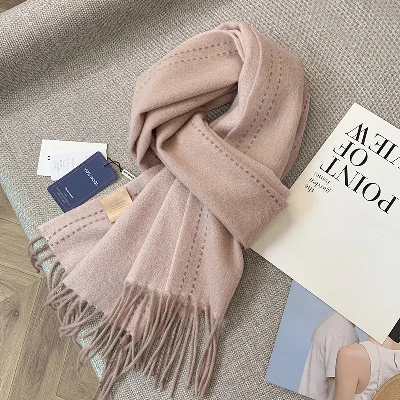 MITHAOL KUSC 100% Australian Wool Knit Scarves Women's Pink-1
