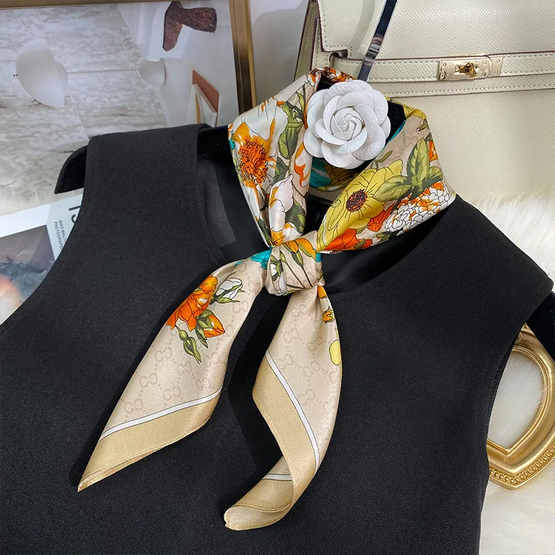 MITHAOL KUSC 100% Mulberry Silk Silk Scarves Women's Luxury Gold-3