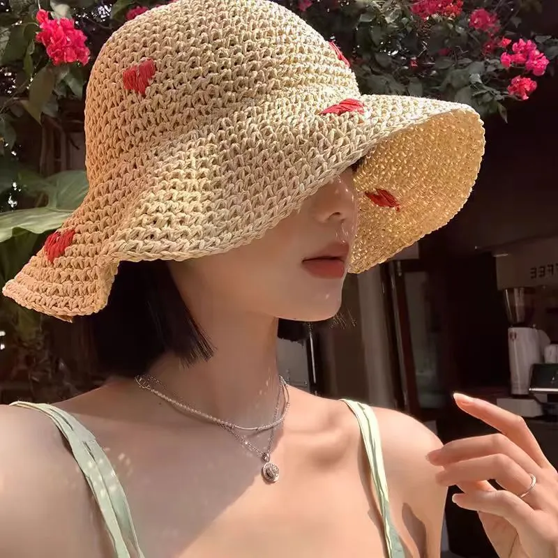 MITHAOL KUSC Straw Woven Bucket Hats Women's-5