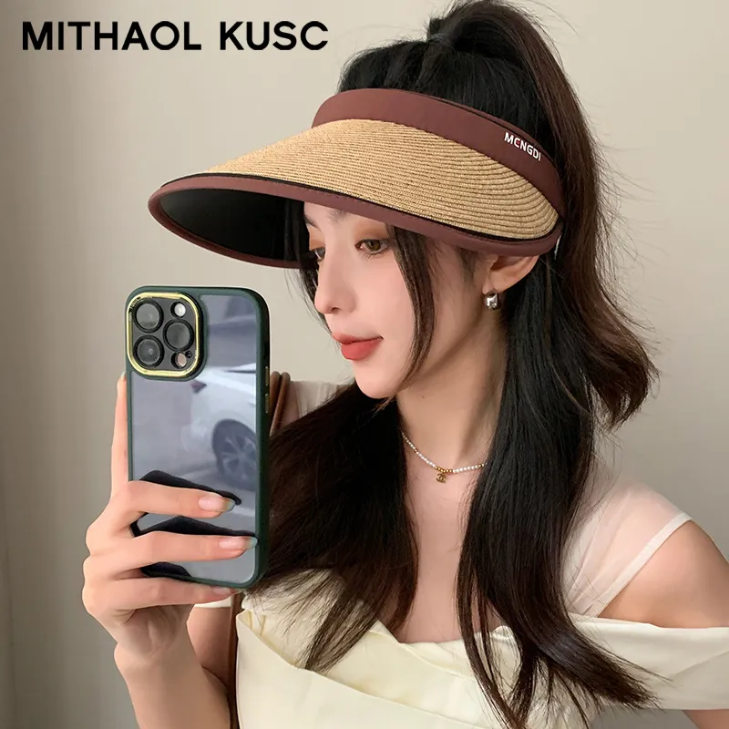 MITHAOL KUSC Straw Woven Sun Protection Hats Women's-7