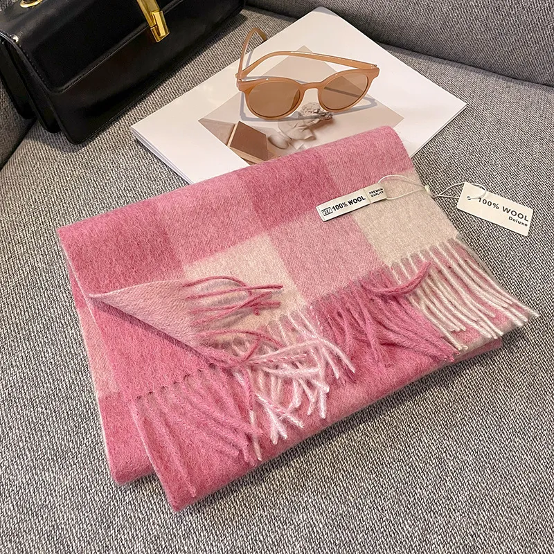 MITHAOL KUSC 100% Sheep Wool Knit Scarves Women's Khaki-5
