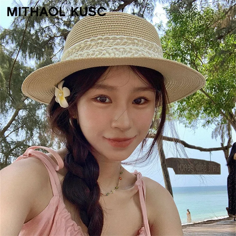 MITHAOL KUSC Straw Woven Sun Protection Hats Women's-3