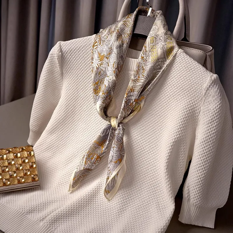 MITHAOL KUSC 100% Mulberry Silk Scarves Women's Gold Jungle-4