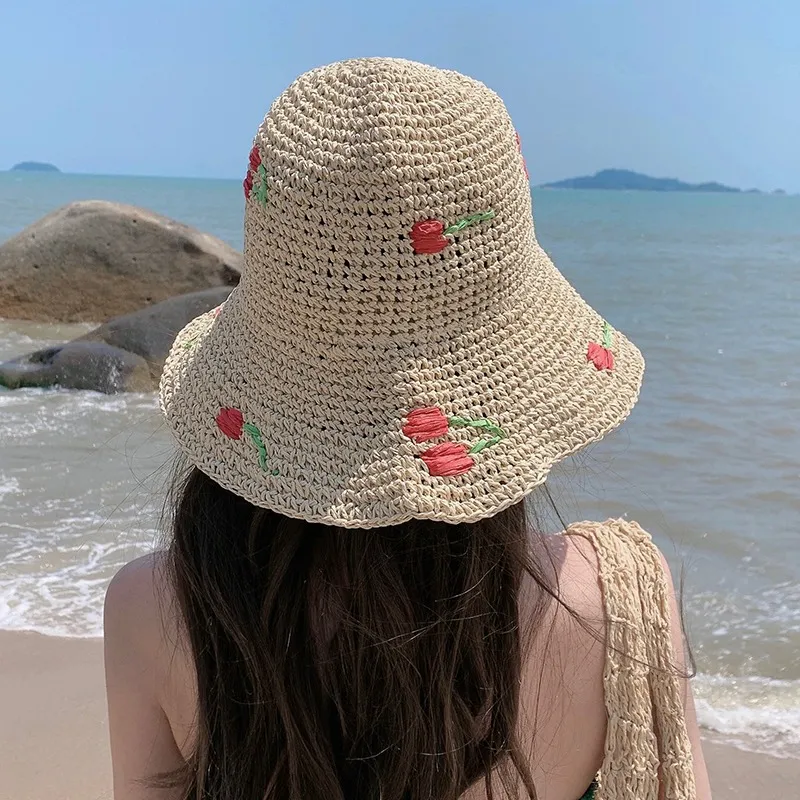 MITHAOL KUSC Straw Woven Bucket Hats Women's-6