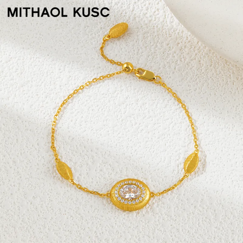 MITHAOL KUSC S925 Silver Plated With 18k Gold Bracelets Women's-4