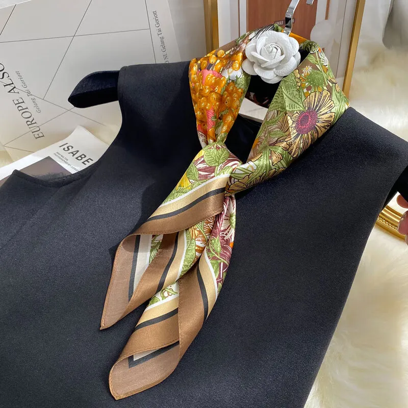 MITHAOL KUSC 100% Mulberry Silk Silk Scarves Women's Floral Realm-1