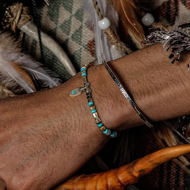 Cuud Blue Turquoise Bracelets Men's-5