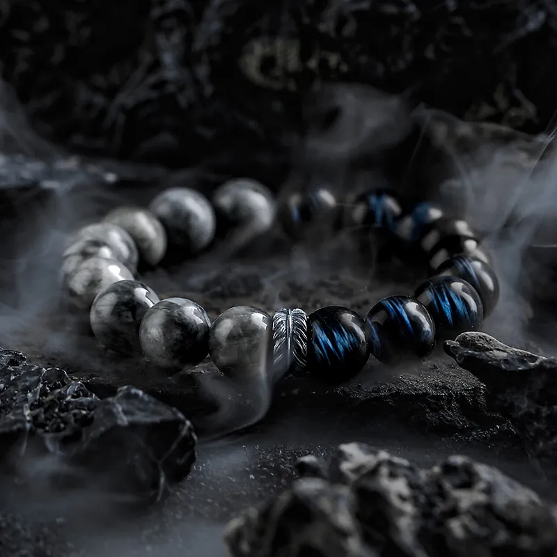 Cuud Hawk's Eye Stone Bracelets Men's-1