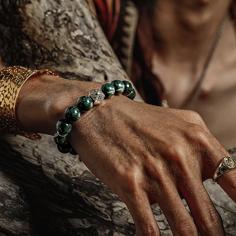 Cuud Green Dragon Crystal Bracelets Men's-4