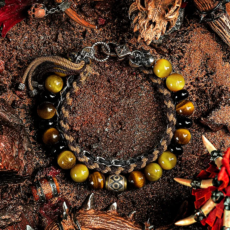 Cuud Tiger's Eye Stone Bracelets Men's-5