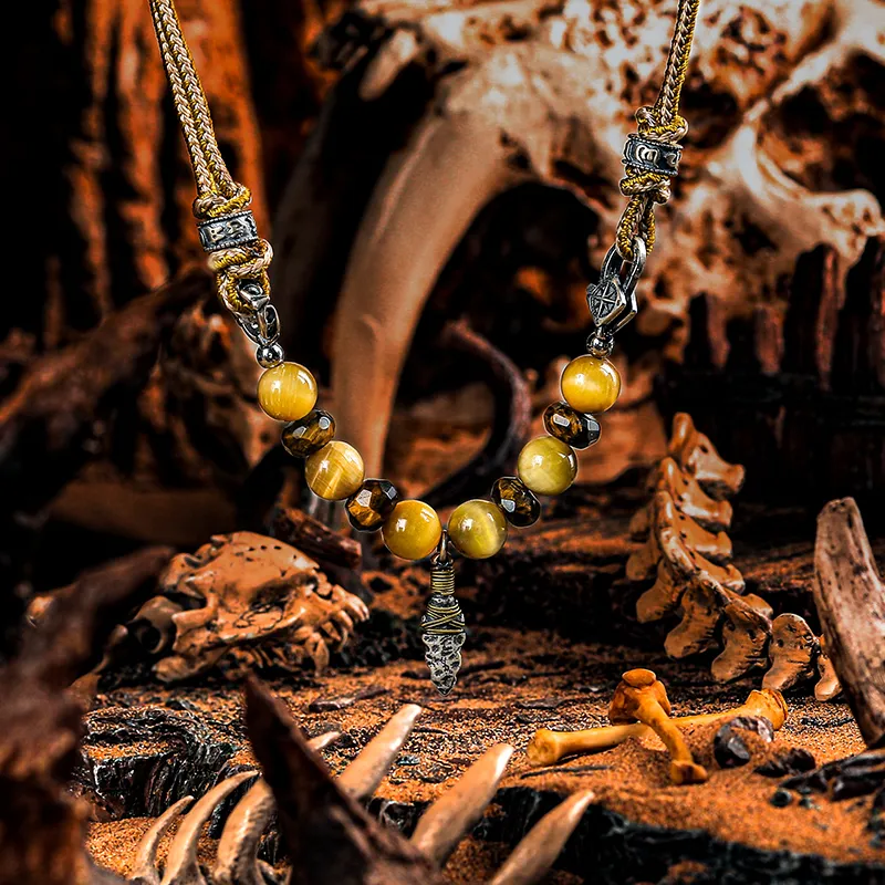 Cuud Tiger's Eye Stone Necklaces Men's-2