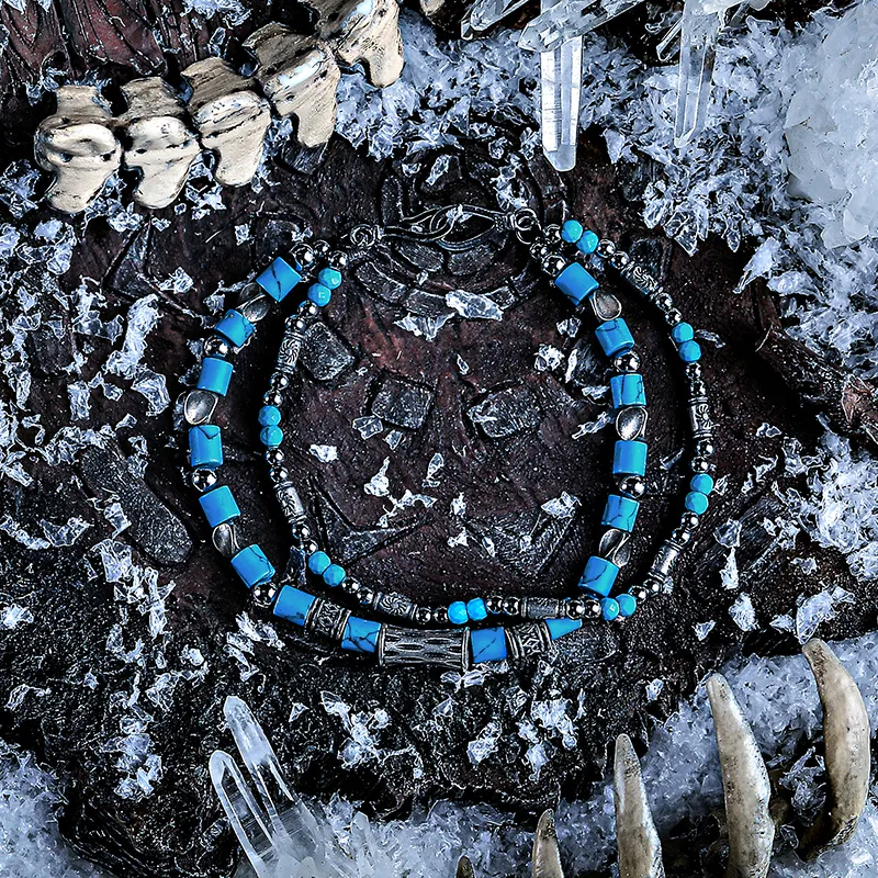 Cuud Blue Turquoise Bracelets Men's-5