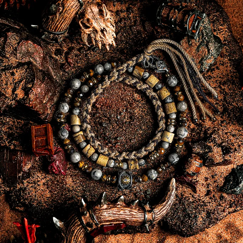 Cuud Tiger's Eye Stone Bracelets Men's-5