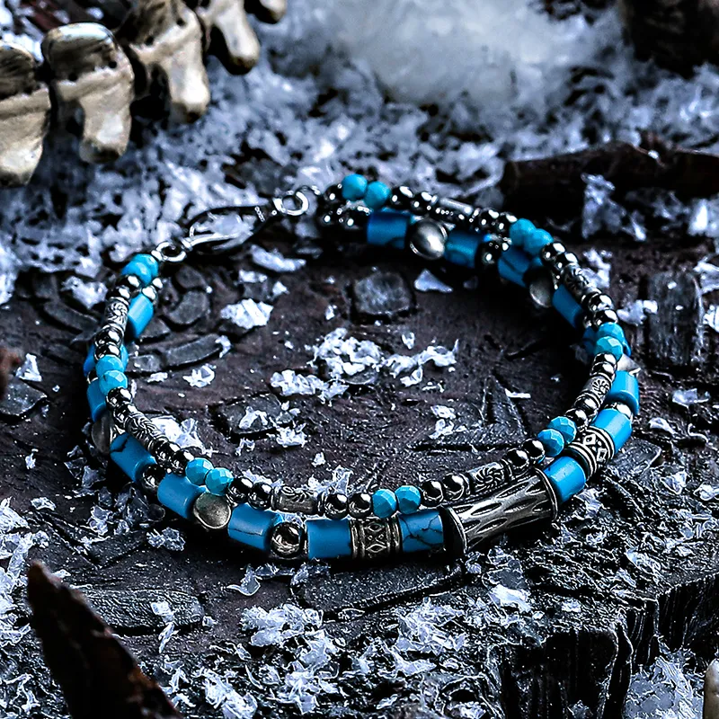 Cuud Blue Turquoise Bracelets Men's-2