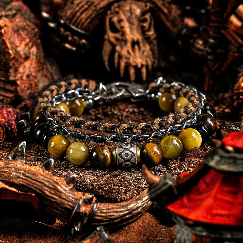 Cuud Tiger's Eye Stone Bracelets Men's-1