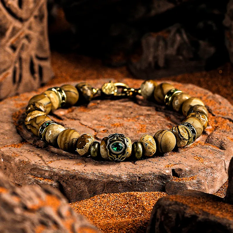 Cuud Wood Grain Stone Bracelets Men's-1