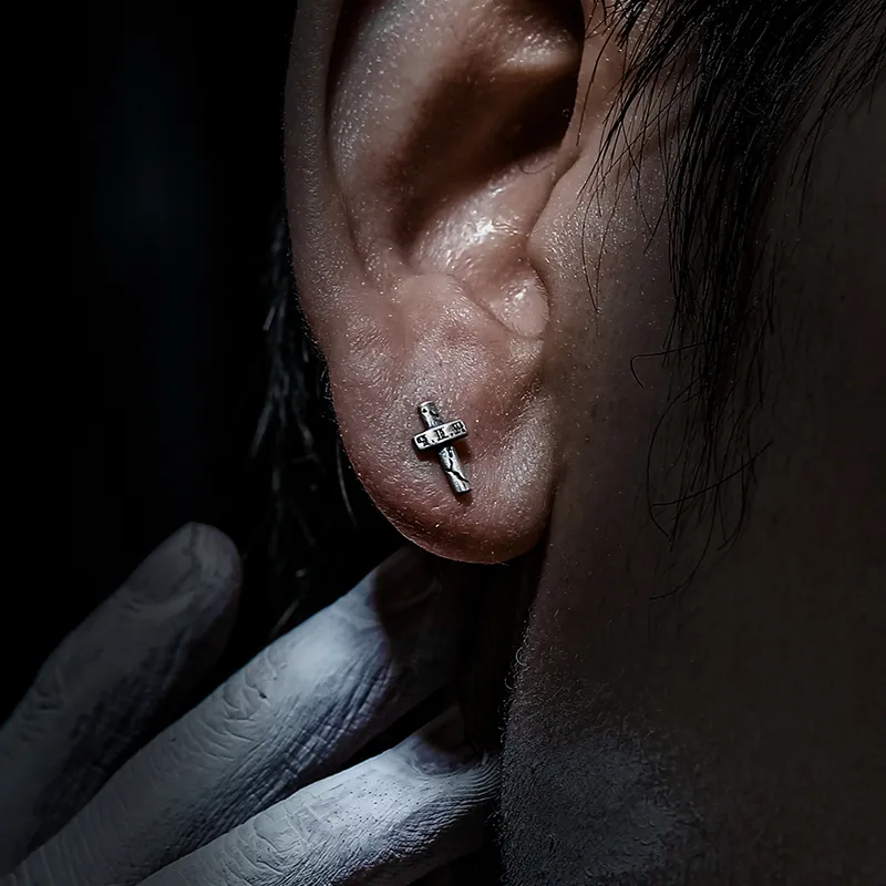Cuud S925 Silver Stud Earrings Men's-3